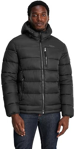 TOG24 Maloney Mens Padded Jacket Warm Windproof Puffer Jackets Winter Insulated Quilted Coat with Multi-pocket for Hiking Skiing Travelling Black L