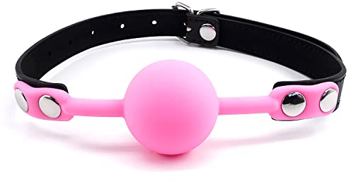 Silicone Bondage Ball Gag for Sex Play, BDSM Restraints Open Mouth Sex Gags Muzzles, Silicone Sex Toys SM Bite Gag (Pink-1)