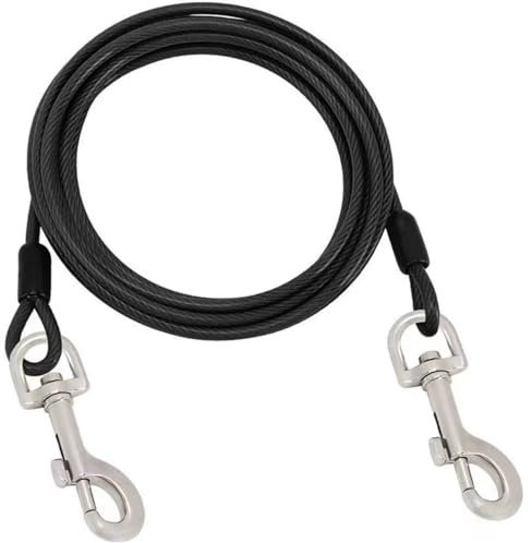 Cable de amarre para perros, 3 m, cuerda de seguridad fuerte para mascotas (negro)