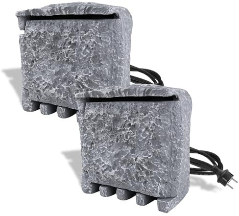 Froadp 2 prese da giardino con 4 prese esterne, effetto pietra, con spina europea, 1,5 m, cavo di estensione IP44, impermeabile, spina multipla, per esterni, colore grigio