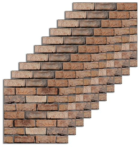 aupawdy 10 Stück Wandverkleidung Selbstklebend PVC Wandaufkleber Wasserdicht Wandtapete,3D Wandpaneele Selbstklebend Steintapete Selbstklebend für Möbel Wandtür Wasserdicht Steinoptik