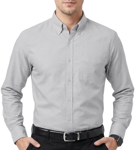 Cotton King Mens 100% Cotton Oxford Shirt Long Sleeve Dress Shirts for Men Button Down Work Casual Shirt with Pocket
