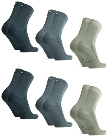 DANISH ENDURANCE Chaussettes en Fibre de Bambou, Homme Femme, 6 Paires, Multicolore (2x Vert foncé, 2x Vert clair, 2x Vert), 39-42