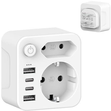 ZENIJUST Reiseadapter für Indien Adapter Indien Steckdose, Reiseadapter Indien, Adapter Indien Steckdose,Reiseadapter TYP D, Adapter für Sri Lanka, Indien, Nepal, Reisestecker Indien (SP-363IN-3AC)