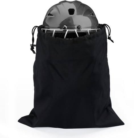 GNEGNI LIFE Tragbare Helmtasche, 40 x 40CM Wasserdicht Helmtasche mit Kordelzug - Plüsch für Motorradhelm, Fahrradhelme, Eishockey, Skihelme, Outdoor (Schwarz)