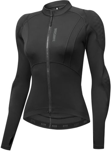WOSAWE Chaqueta ligera de motocicleta para mujer, camisa acolchada con armadura de protección para bicicleta deportiva de verano, color negro, talla L