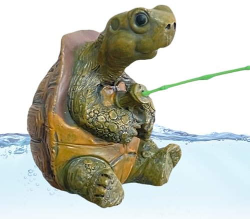 Générique Figurine De Tortue De Bassin - Sculpture De Tortue Pêcheuse en Résine pour Extérieur - Statue Miniature De Tortue pour Jardin Balcon Cour Arrière