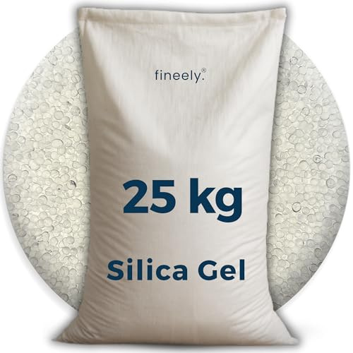Fineely Silica Gel Deumidificatore granulato – 25 kg Bianco 3 – 5 mm sfere I Filamento Asciugatrice I Filamento Asciugatrice I Granuli di Essiccazione I Deumidificatore Cantina I Gel Di Silice
