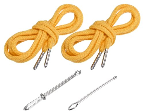 PATIKIL Drawstring Cords 130cm / 51 Inch, Deep Yellow, 2pcs | Replacement Draw Strings, with 2pcs Easy Threaders, for Shorts Pants, Jackets, Coats, Sweatpants, Hoodie