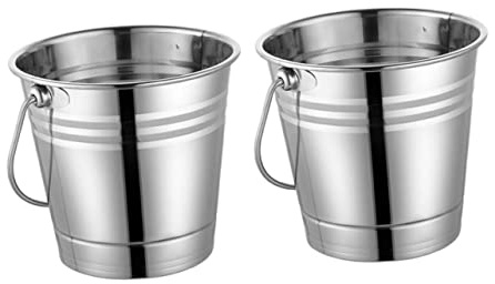 CIYODO 2 Pezzi Secchiello Ghiaccio Acciaio Inossidabile con Manico Secchio Portabottiglie per Vino e Bevande per Feste Bar e Uso Facile da