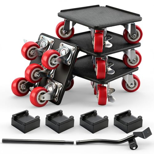 FLASHEVER Furniture Sliders 3474 LBS Heavy Duty Movers Tool Set | 360° Rotating Moving Dollies, For Sofa Bed Fridge Cabinet, Ideal For Home & Office Relocations, Non-Slip Pads, Steel