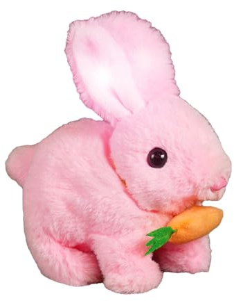 Hopping Bunny Toy – Jumping Rabbit Doll | Plysch interaktiv figur | Ryckningar i näsan Vickande öron, roligt simulerat husdjur, mjukt gosedjur i lekrummet Kul för barn med realistiska rörelser