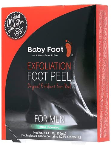 Baby Foot - Original Foot Peel Exfoliator For Men - Foot Peel Mask - Repair Rough Dry Cracked Feet and remove Dead Skin, Repair Heels and enjoy Baby Soft Smooth Feet 2.7 Fl. Oz. Mint Scented Pair