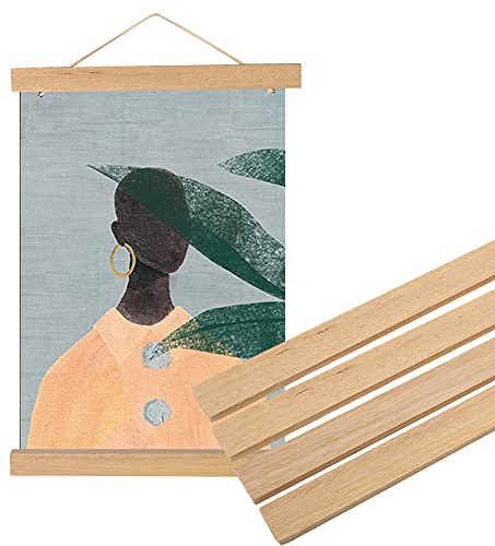 Colgador de Cartel Magnético Marco de Foto Colgante, Colgadores para Cuadros de Madera Blanca Natural DIY Obra de Arte para La Decoración del Hogar(40cm)