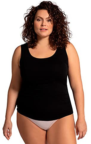 Ulla Popken Damen Unterhemden, Schwarz, 50-52 EU