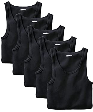 KingSize Men's Big & Tall 5-Pack Ribbed Cotton Tank Undershirt - XL, Black