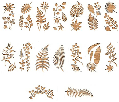 16 Piezas Plantillas de Pintura de Hojas Reutilizable Plantilla de Patrón Utilizado Se utiliza para la Decoración de Paredes de Creación de Dibujos de Bricolaje