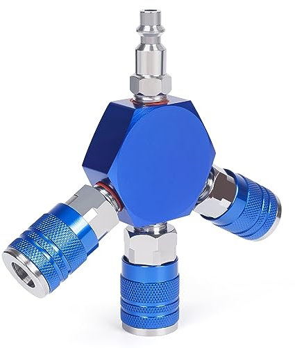 Milosline Polyurethane Recoil Air Hose with Bend Restrictors Compressor Hose Fittings, 1/4 x 25 ft Inner Diameter 1/4 Industrial Quick Coupler and Plug, Blue Portable Air Compressor Hose Reel