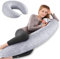 Lannvan Cojin Lactancia Bebe y Almohada Embarazada XXL - Cojín de Lactancia Embarazo - Almohada Lactancia para Dormir y Alimentar con Funda de 100% Algodón Extraíble y Lavable - Gris