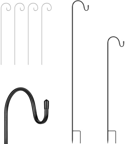 OFFCUP Shepherds Crook-krokar, 2 st 75-100 cm fågelmatarstång, justerbar höjd, 4 platshållare, fågelmatare hängande trädgårdsljus