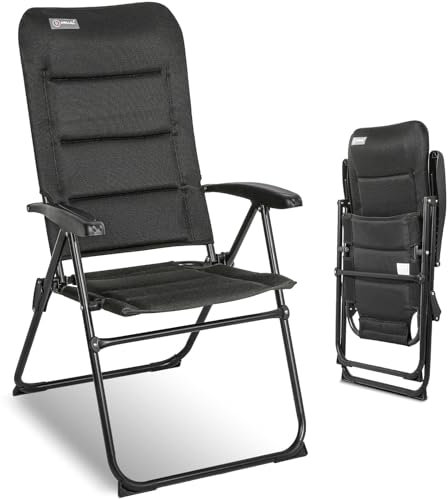 Homecall Campingstuhl Faltbar 150 KG Belastbar Gartenstuhl Klappbar Hochlehner - Balkonstuhl Angelstuhl Terrassenstühle, 5-Fach Verstellbare Rückenlehne mit Armlehne für Camping, Garten, Balkon