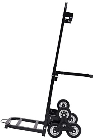 Carrello pieghevole per salire le scale, portata fino a 210 kg, telaio a tre ruote, carrello per la spesa con manico extra lungo (lunghezza regolabile 73 – 114 cm)