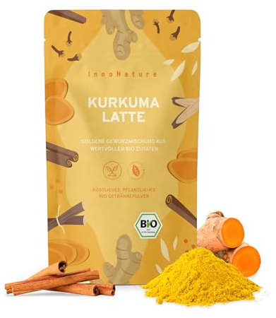 InnoNature Bio Kurkuma Latte I Pulver mit Zimt, Ingwer und Kardamom I 175g, nur natürliche Zutaten I Vegan ohne Zusatzstoffe