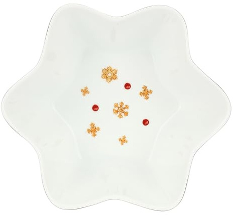 THUN, Ciotola in Porcellana a Forma di Stella, Versione Media, Collezione Sorprese di Natale, Ciotola da Collezione, Idea Regalo per Natale, Ø 19 cm, 7,3 cm h
