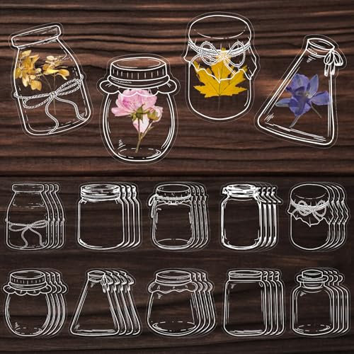 40 st transparent gör-det-själv torkade blommor bokmärken, växter prover önskade flaskor klara glasvaror klistermärken med pincett, gör-det-själv hemgjorda blommor bokmärken