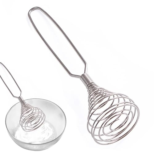 Frusta per uova in acciaio inossidabile - Frusta a molla a spinta, Frusta per panna e salse, Frusta per uova, Frullatore manuale, Frusta a spirale, Generic, 21 x 5 cm, Multicolore
