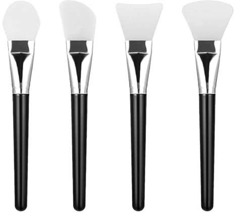 4 Pièces Noir Pinceau Masque Visage en Silicone,Brosse Applicateur Souple pour Masque Facial, Crème et Soins de la Peau,Outil DIY pour Application Précise sur Visage et Yeux