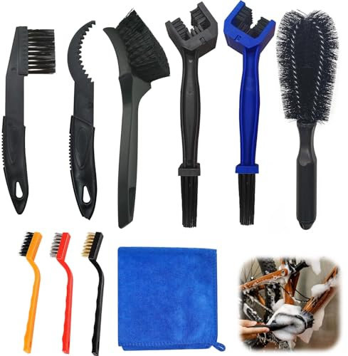 LEWBDF 11 Stück Kettenreiniger Fahrradkette, Fahrrad Reinigungsset, Fahrradreiniger Set, Kettenbürste Fahrrad, Fahrrad Putzset, Fahrrad Bürste für Radfahren Kurbel/Reifen/Kettenblatt