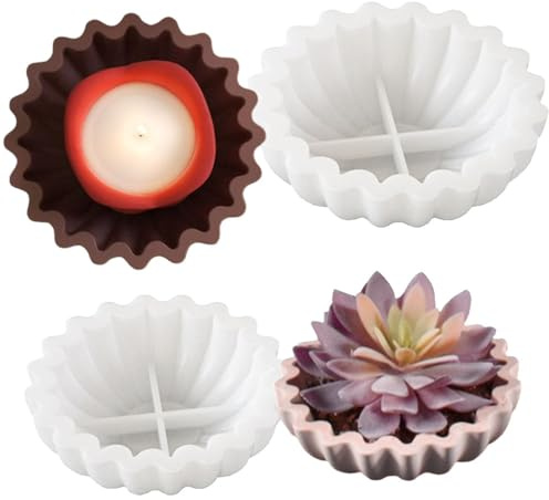 Pamtns 2 Piezas Moldes de Silicona para Bandeja de Bol Moldes para Platos de Resina Moldes Resina Epoxi Molde para Velas de Silicona Bandeja Redonda Molde Silicona Maceta de Flores Moldes DIY