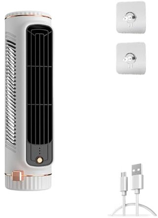Sherum Rafraichisseur D'air, Climatiseur Portable, Mini Rafraichisseur D'air Avec 3 Vitesses Et écran LED, Ventilateur De Refroidissement Silencieux, Sans Fil, Rechargeable (B-Blanc)
