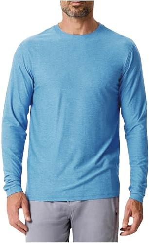 UPF 50+ Sommer UV Shirt Langarm Herren Tshirt Sonnenschutz UV-Schutz Langarmshirt Atmungsaktive Schnelltrocknend Rashguard Freizeit Schutzkleidung Wandershirt Prime 01 Hellblau XL