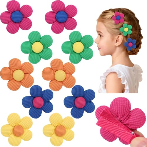 TOKUFAGU 10PCS Hair Bows for Girls, Flower Hair Clips Non-Slip Hair Accessories for Girls Toddler Bows with Alligator Clips for Kids Child Teens