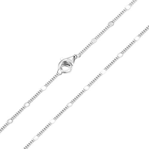 CASSIECA Chaîne Argent Femme 925 Chaine Argent Femme 925 Massif 18K Or Plaqué Collier Disque Ras de Cou Solide Fin Chaine sans Pendentif Largeur 1.2mm Longueur 46cm