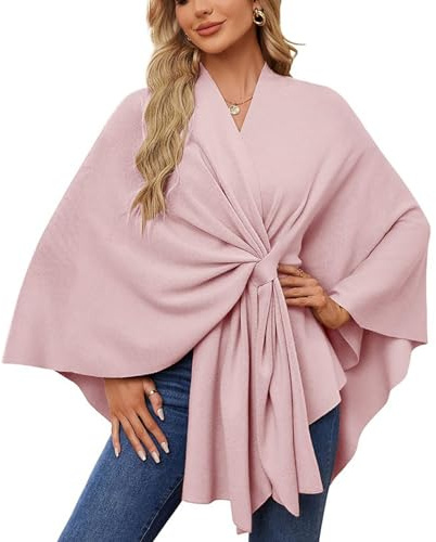 Ewleguzka Shawl Wraps for Women Elegant Knitted Cape Open Front Poncho Scarf Blanket for Spring, Autumn, and Winter Evening dress Wedding Shawls