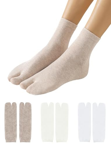 Yawlsow 3/6 Pairs Tabi Socks Unisex Flip Flop Socks Split Toe Crew Sock