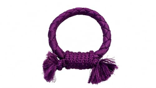 Dog Rope Tug Toy Ring with Double Tassels, Braided Cotton, Purple, for Small and Medium Dogs, Teeth Cleaning, Interactive Puppy Training
