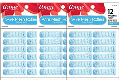 Annie Wire Mesh Rollers #1021, 12 Count Blue X-Small 1/2 Inch (3 Pack)