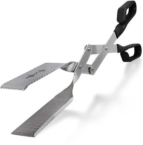 Shark BBQ Grill Tongs - 17 inch Black. Professional steak grilling utensil. Long reach Barbeque Grilling Tongs. Ideal for steak, fish, burger, and sausage