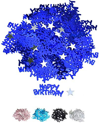 DIWULI Happy Birthday Konfetti Sterne Dunkel-Blau Tisch-Deko