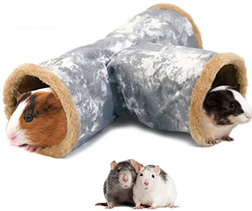 LeerKing Tunnel Rongeur Tubes pour Petits Animaux en Toile Cochon d'Inde Hamster Cobayes Furets Reposer ou Jouer Gris M
