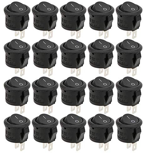 Vippbrytare, 20-pack automatiska brytare runda vippbrytare 2 stift 2 lägen KCD11 industriella kontroller vippbrytare för