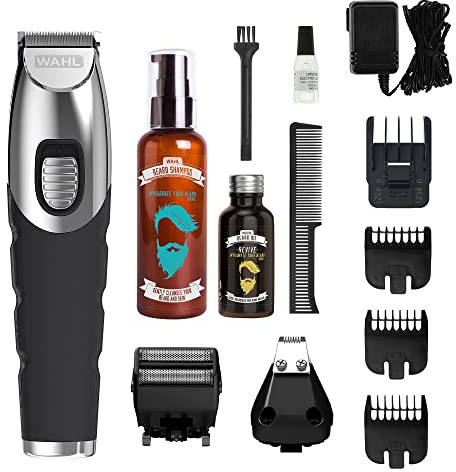 Wahl 8-in-1 Multigroomer Trimmer Kit, Beard and Body Trimmer,Face and Body Grooming for Men,Grooming Kit, Skin Care, Beard Oil,Beard Wash, 3 Attachment Heads