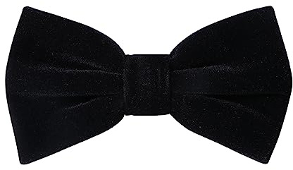 HOULIFE Velvet Bow Tie for Men – Adjustable Pre-tied Bowtie, Solid Colour Butterfly Bow Ties for Groom Wedding Party Formal with Gift Box, Black