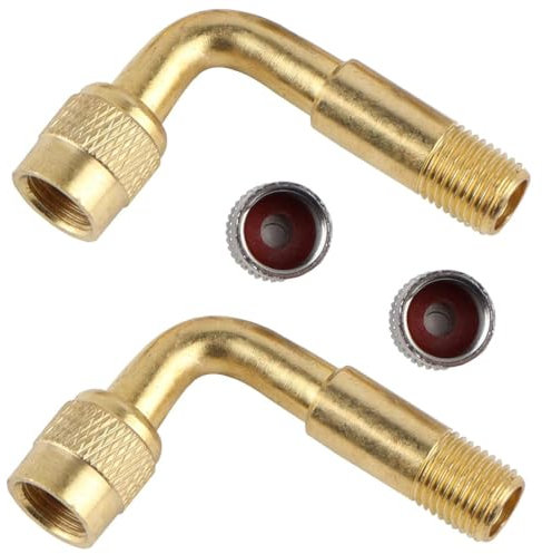 PLKSEI 2 Stück 90 Grad Ventilverlängerung Ventilverlängerung Autoventil Ventil Verlängerung Kupfer Ventiladapter Winkel Ventilverlängerung Reifenventilverlängerung für Auto Motorrad Fahrrad