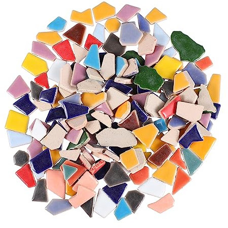 STOBOK 200G Assorted Ceramic Tiles Colorful Irregular DIY Assortment for Crafts Home Decoration and Garden Projects