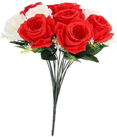 LIFKOME Bouquet Artificiali Per Cimitero Commemorativo Stabilizzate Decorazione Per Funerali e Cerimonie Compatte Colori e